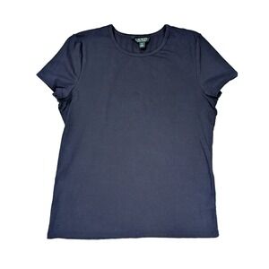 Lauren‎ Ralph Lauren Navy Blue Short Sleeve T-Shirt Top Women's Size XL